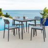 Rykon 750mm Grey Ceramic Effect Glass Dining Table 4 Chairs