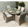 Abobo Oval Glass Dining Table With 6 Armchairs In Fine Grey