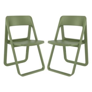 Durham Olive Green Polypropylene Dining Chairs In Pair