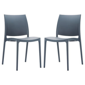 Mesa Dark Grey Polypropylene Dining Chairs In Pair