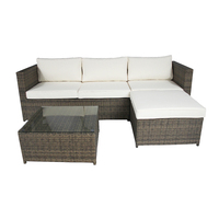 L-Shaped Sofa Rattan Furniture Set Natural