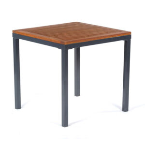 Dylan Hardwood Dining Table Square In Brown With Metal Frame