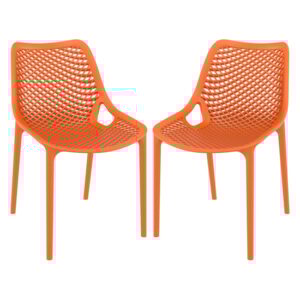 Aultas Outdoor Orange Stacking Dining Chairs In Pair