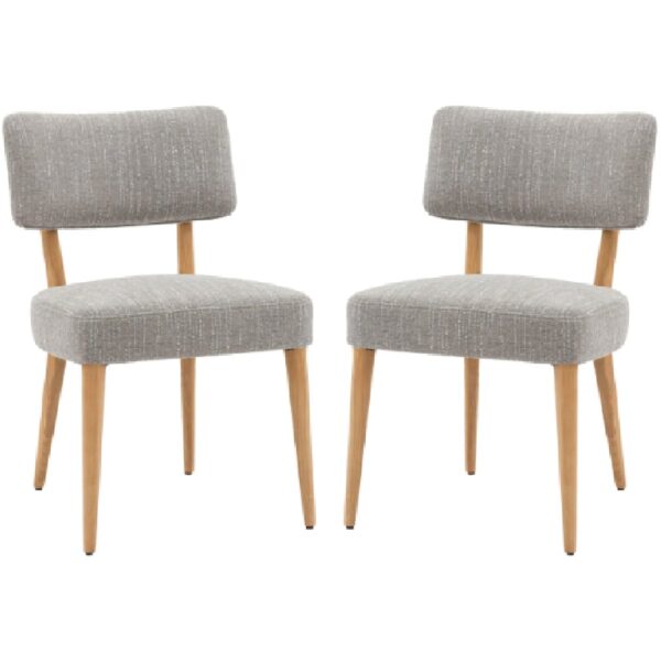 Arcadia Grey Fabric Dining Chairs With Wooden Frame In Pair