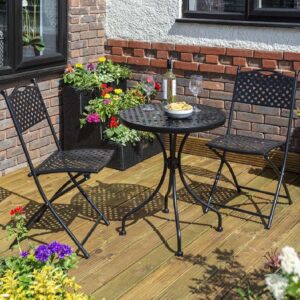 Hunstanton Metal Garden Bistro Set In Black