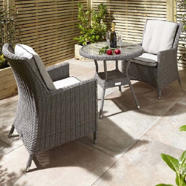 Peebles Glass Top Garden Bistro Set With Cushion In Natural