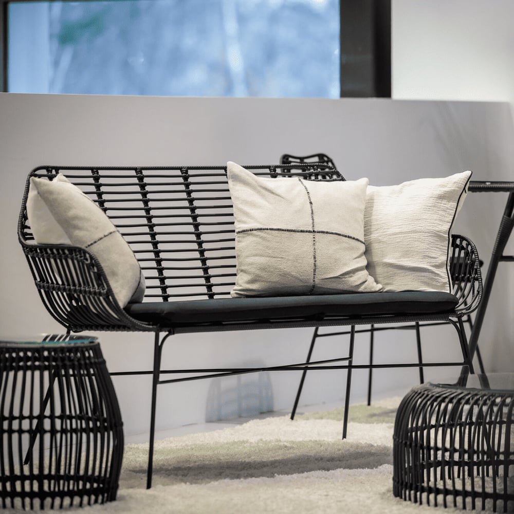 Ponoka Rattan Outdoor Seating Bench In Black