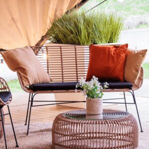 Ponoka Rattan Outdoor Seating Bench In Natural