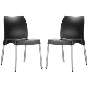 Vienna Black Polypropylene Dining Chairs In Pair