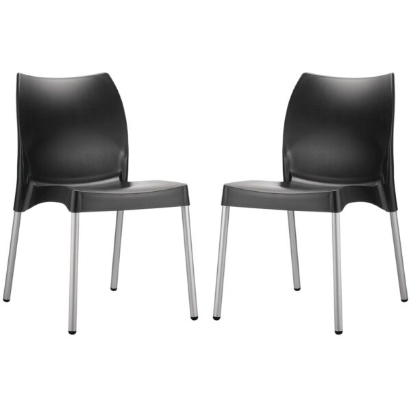 Vienna Black Polypropylene Dining Chairs In Pair