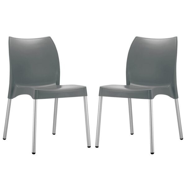 Vienna Dark Grey Polypropylene Dining Chairs In Pair