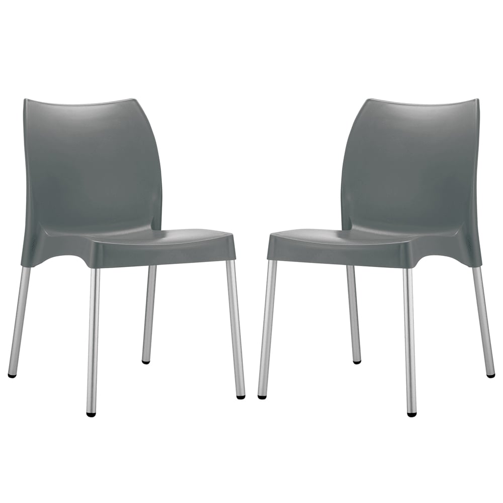 Vienna Dark Grey Polypropylene Dining Chairs In Pair