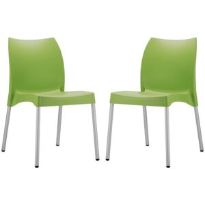 Vienna Mint Green Polypropylene Dining Chairs In Pair