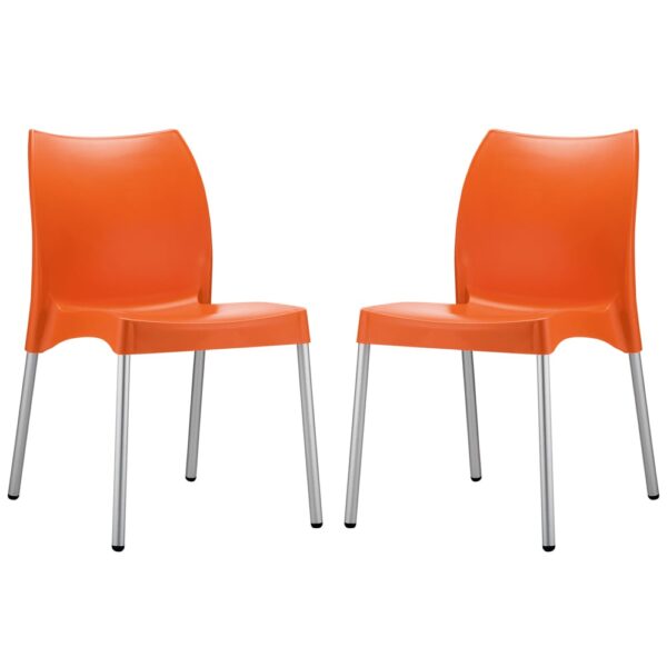 Vienna Orange Polypropylene Dining Chairs In Pair