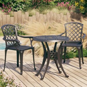 Durham Cast Aluminium 3 Piece Bistro Set In Black