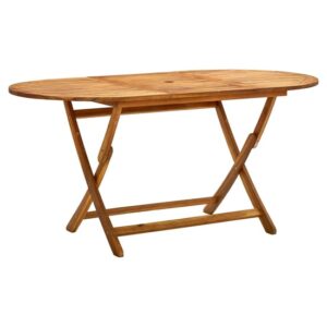 Libni Oval Folding Wooden Garden Dining Table In Natural