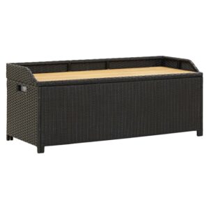Sophiya Poly Rattan Garden Storage Seating Bench In Black