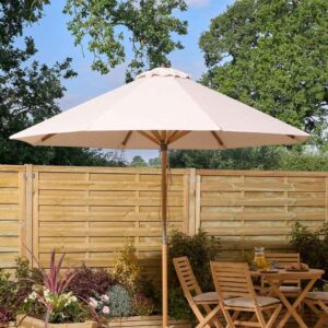 Serenity Polyester Fabric 2.5m Parasol with Wooden Pole in Natural