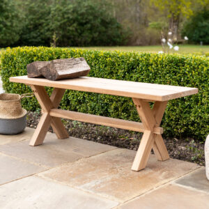 Towson Wooden Garden Backless Seating Bench In Oak