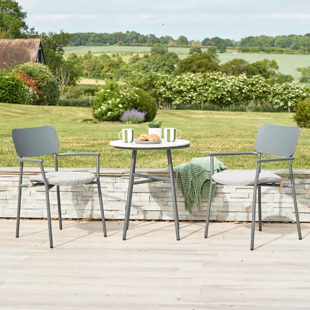 Coastal Aluminium Garden Round Bistro Set in Flint Grey