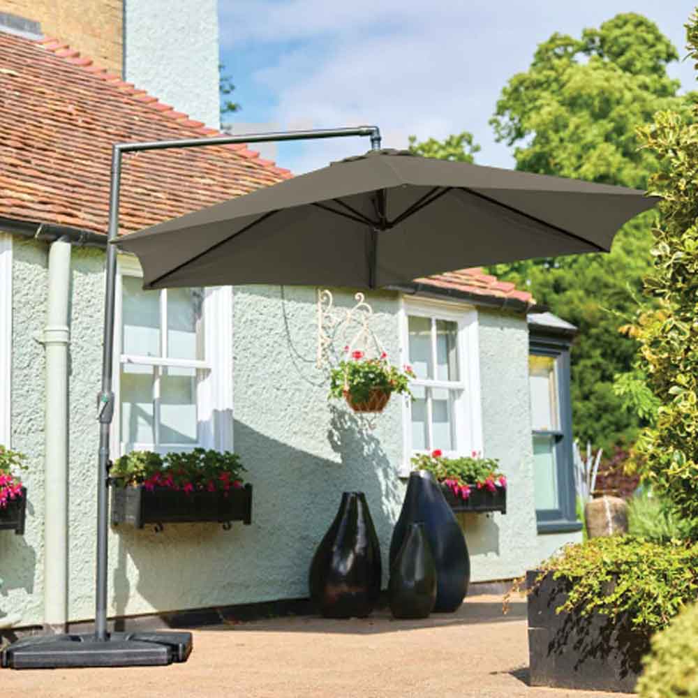 Kovara Polyester Fabric 3.0M Parasol with Aluminium Pole in Anthracite