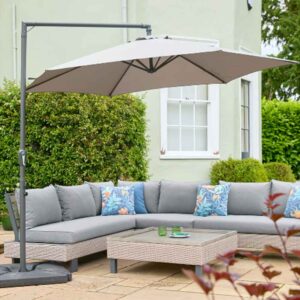 Kovara Polyester Fabric 3.0M Parasol with Aluminium Pole in Pebble