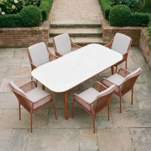 Monterey Aluminium Rectangular Outdoor 6 Seater Dining Set in Terracotta