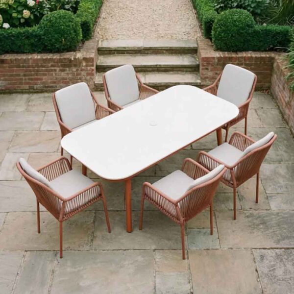 Monterey Aluminium Rectangular Outdoor 6 Seater Dining Set in Terracotta