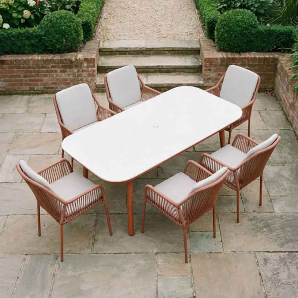 Monterey Aluminium Rectangular Outdoor 6 Seater Dining Set in Terracotta