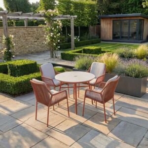 Monterey Aluminium Round Outdoor 4 Seater Dining Set in Terracotta