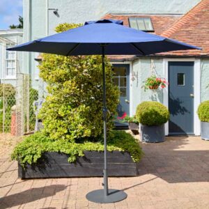 Seabreeze Polyester Fabric 2.2M Parasol with Aluminium Pole in Navy Blue
