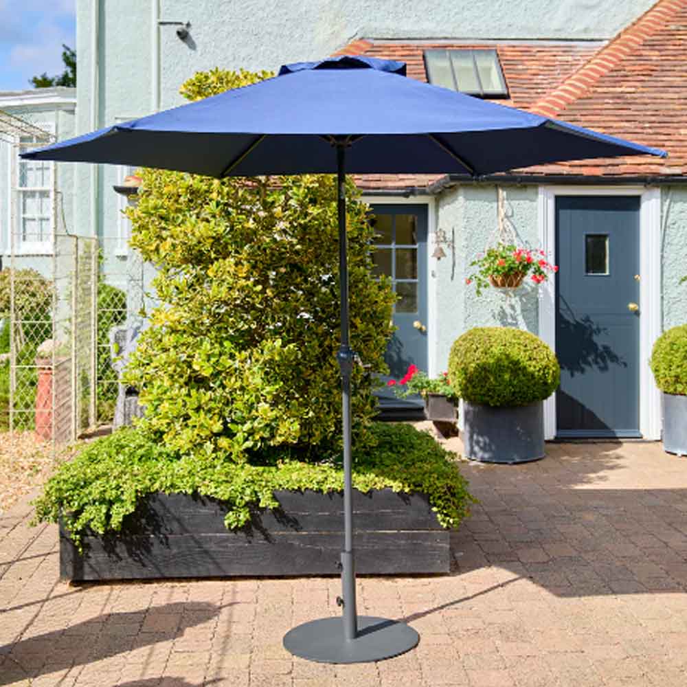 Seabreeze Polyester Fabric 2.7M Parasol with Aluminium Pole in Navy Blue