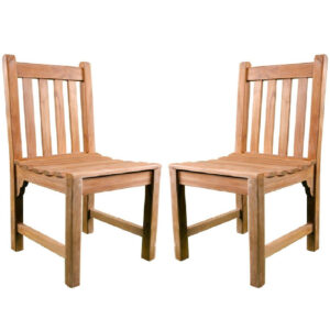 Sierra Teak Wooden Outdoor Side Chairs In Pair