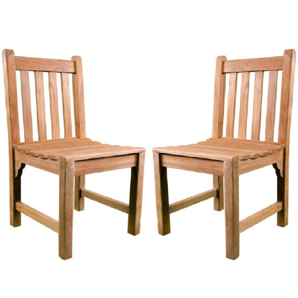 Sierra Teak Wooden Outdoor Side Chairs In Pair