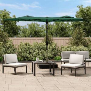 Aelia Fabric Double-Head Parasol In Green With LED Lights