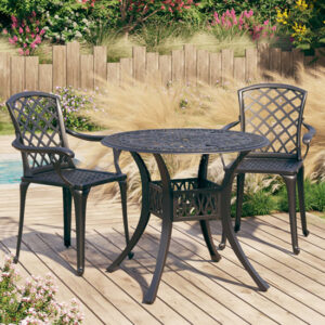 Denver Cast Aluminium 3 Piece Bistro Set In Black