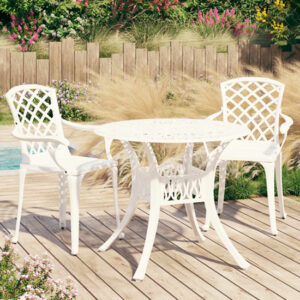 Denver Cast Aluminium 3 Piece Bistro Set In White