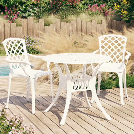 Denver Cast Aluminium 3 Piece Bistro Set In White