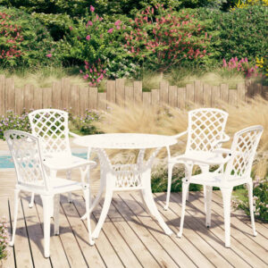Denver Cast Aluminium 5 Piece Bistro Set In White