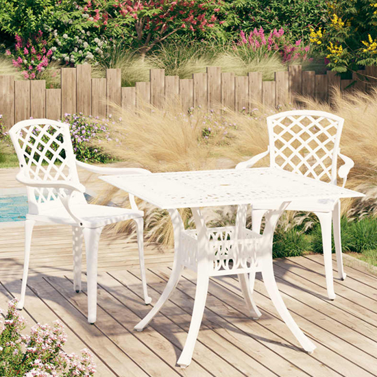 Dillon Cast Aluminium 3 Piece Bistro Set In White