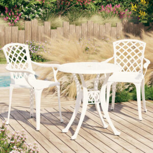 Durham Cast Aluminium 3 Piece Bistro Set In White