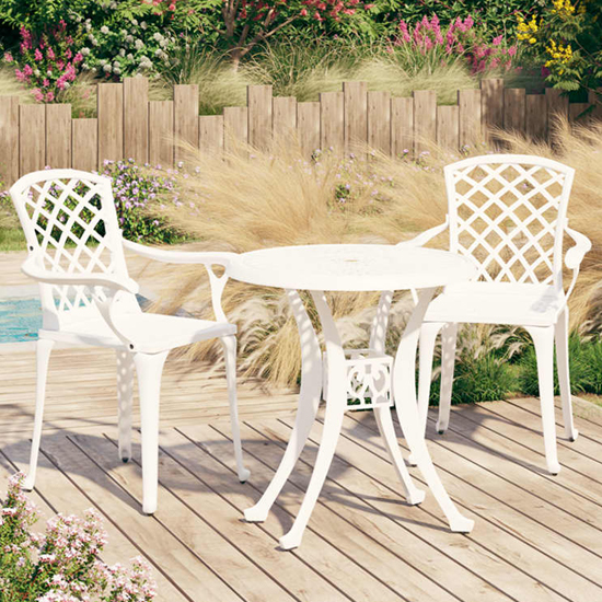 Durham Cast Aluminium 3 Piece Bistro Set In White