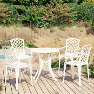 Durham Cast Aluminium 5 Piece Bistro Set In White