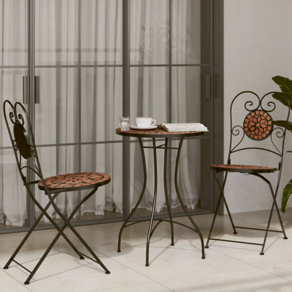 Etrix Garden Ceramic Top Bistro Set in Terracotta