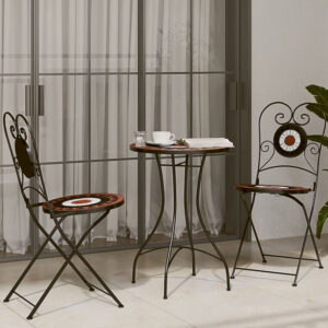 Etrix Garden Ceramic Top Bistro Set in Terracotta and Black