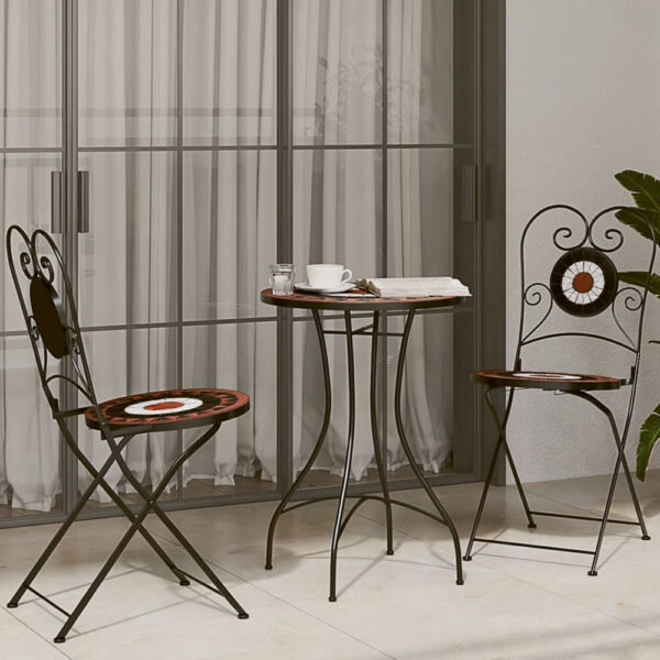 Etrix Garden Ceramic Top Bistro Set in Terracotta and Black