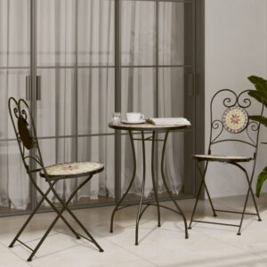 Etrix Garden Ceramic Top Bistro Set in Terracotta and White