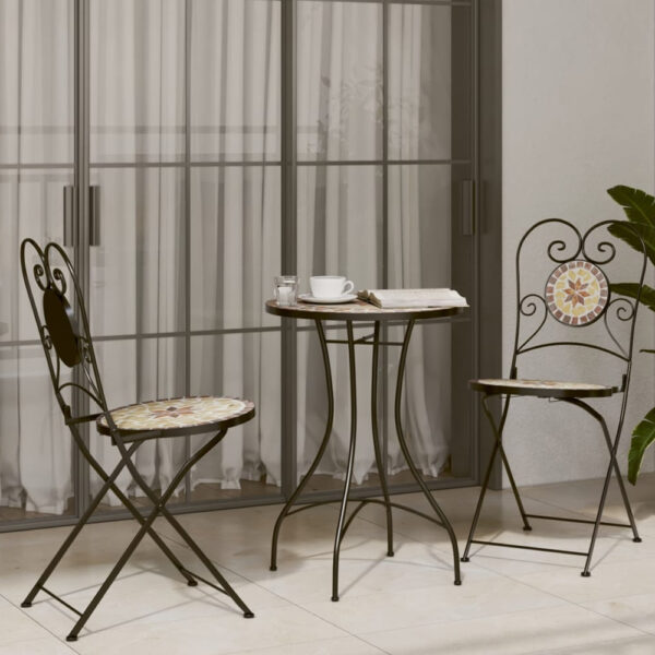 Etrix Garden Ceramic Top Bistro Set in Terracotta and White