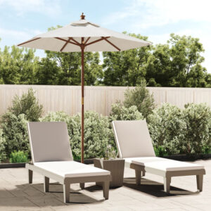 Nella Fabric Garden Parasol In Sand With Wooden Pole