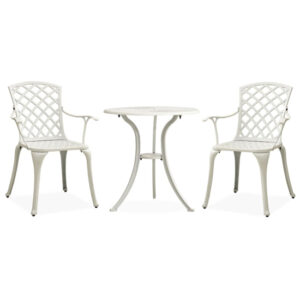 Shelton Cast Aluminium 3 Piece Bistro Set In White
